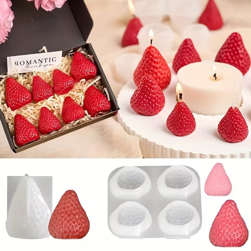Soap Making Oven - イチゴシリコンキャンドルモールド DIY アロマセラピー石鹸樹脂工芸品バレンタインデー結婚式誕生日ギフト作成用
