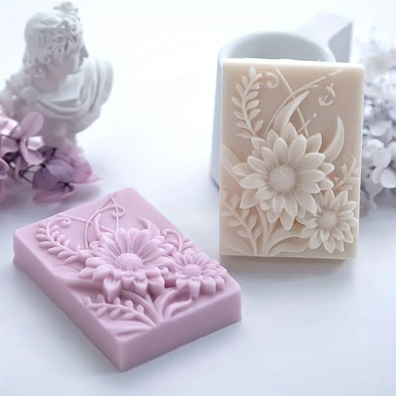 Soap Making Base - 3D フラワースクエア石鹸シリコーン型長方形手作り香りキャンドル金型 DIY 手作りクラフト石鹸製作用型