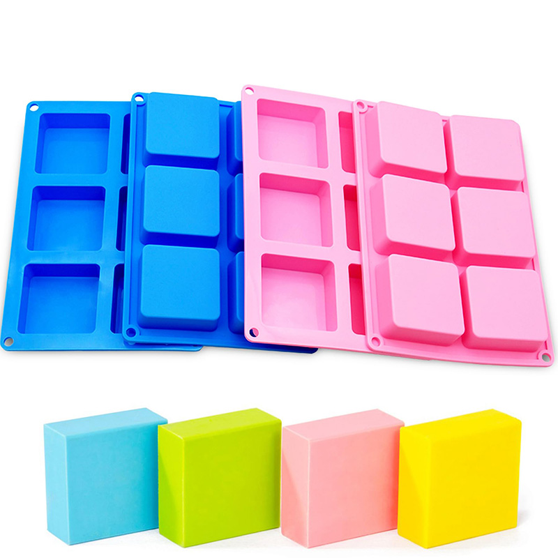 Soap Making Oven - 正方形のシリコン石鹸型,チョコレート,カップケーキ,コーンブレッド,マフィン,石鹸バー,6つの空洞,焦げ付き防止