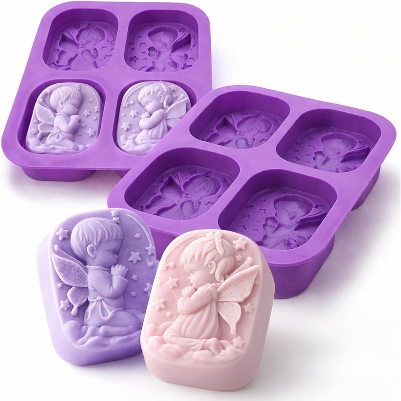 Soap Making Things - 天使のシリコンモールド、石鹸作り用品、祈る妖精の赤ちゃんデザイン、手作りキャンドル、ローション、バスボム、樹脂、アイスキューブ、ケーキ用