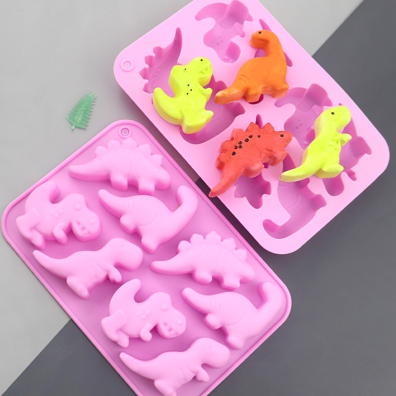 Soap Making Oven - ブルース卸売 8匹の恐竜漫画シリコンケーキ型 DIY手作り石鹸ツール 子供用パン焼き型