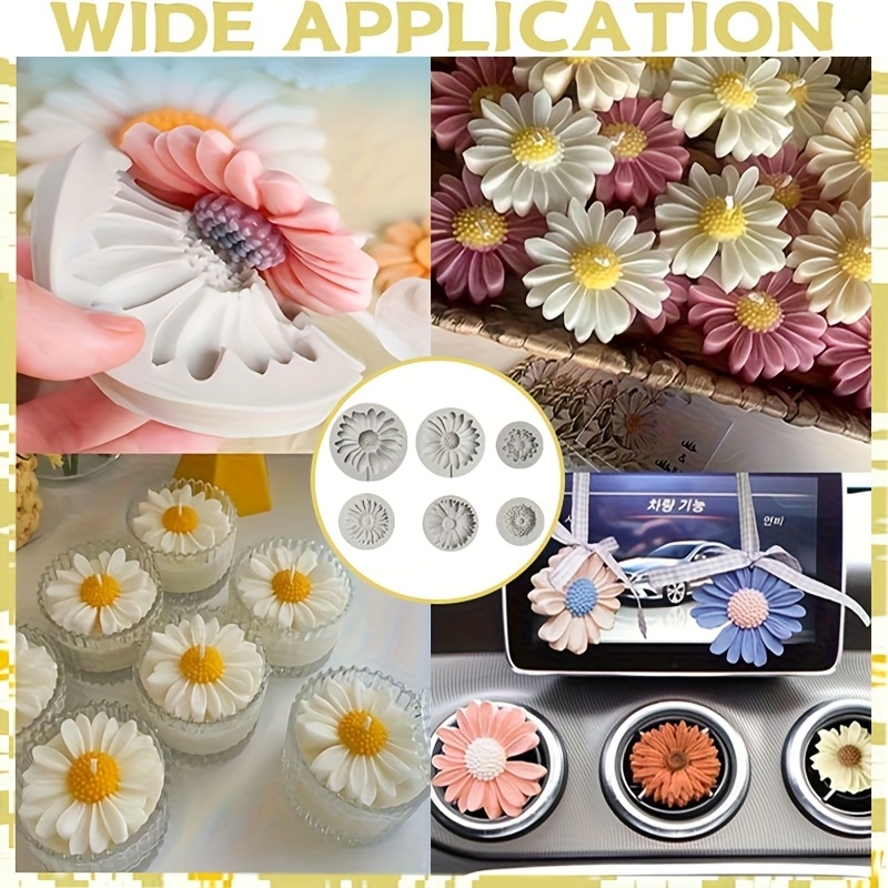 6個入り、ひまわりデイジーシリコンモールド、3Dフラワーデコ - Soap Making Oven のレビューと価格