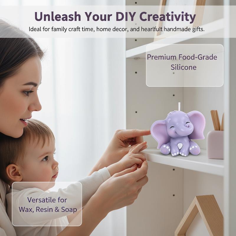 かわいい3D象型シリコンキャンドルモールド、簡単リリース、再 - Soap Making Oven のレビューと価格