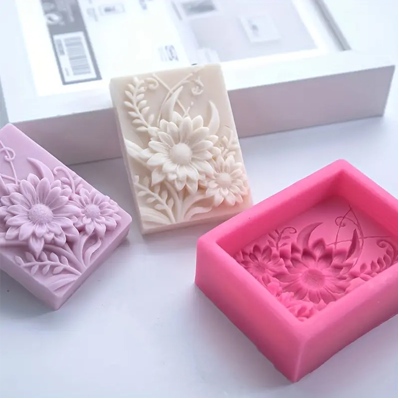 3D フラワースクエア石鹸シリコーン型長方形手作り香りキャン - Soap Making Base のレビューと価格