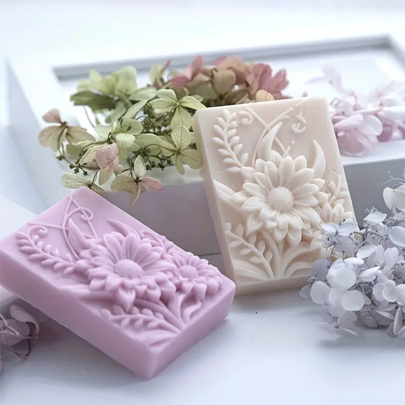 3D フラワースクエア石鹸シリコーン型長方形手作り香りキャン - Soap Making Base のレビューと価格
