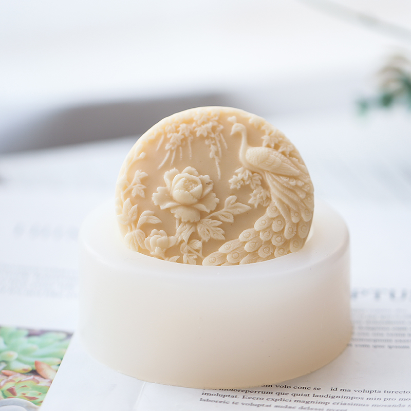 孔雀の花柄シリコン石鹸型フレキシブル手作りラウンド石鹸キャン - Soap Making Things のレビューと価格