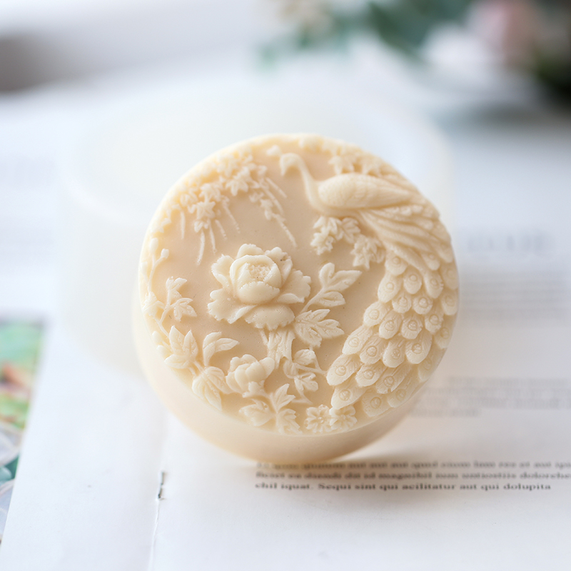 孔雀の花柄シリコン石鹸型フレキシブル手作りラウンド石鹸キャン - Soap Making Things のレビューと価格