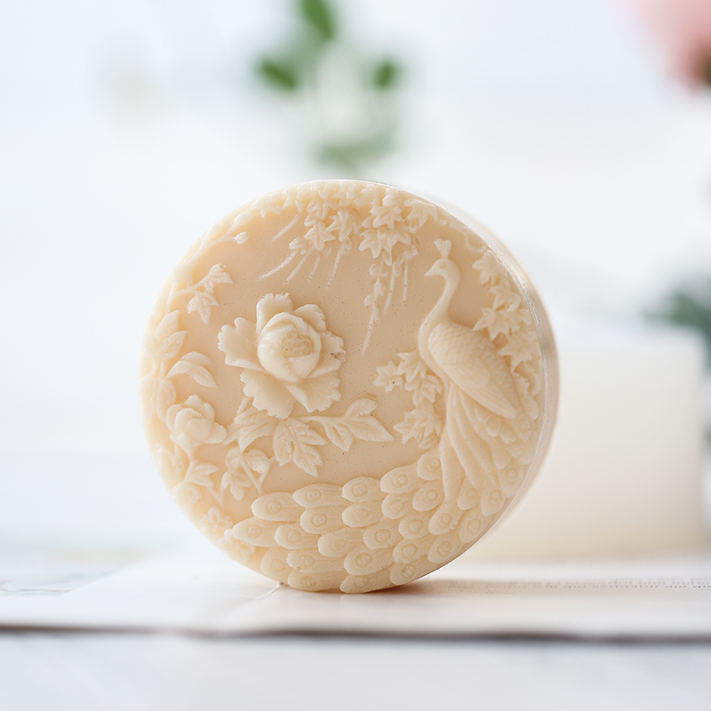 孔雀の花柄シリコン石鹸型フレキシブル手作りラウンド石鹸キャン - Soap Making Things のレビューと価格