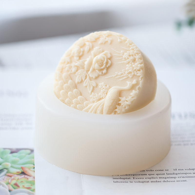 孔雀の花柄シリコン石鹸型フレキシブル手作りラウンド石鹸キャン - Soap Making Things のレビューと価格